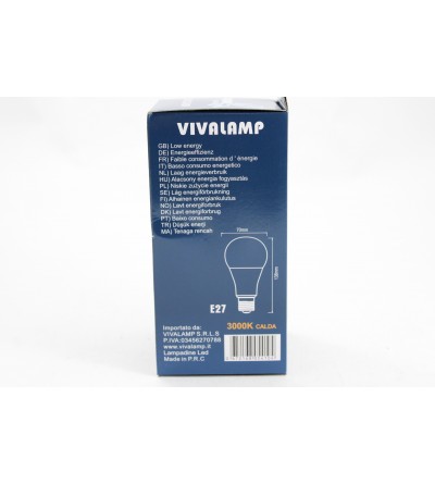 VIVALAMP GOCCIA LED E27 18W-180W/3000K-1821LM. A70 IN CARTONE