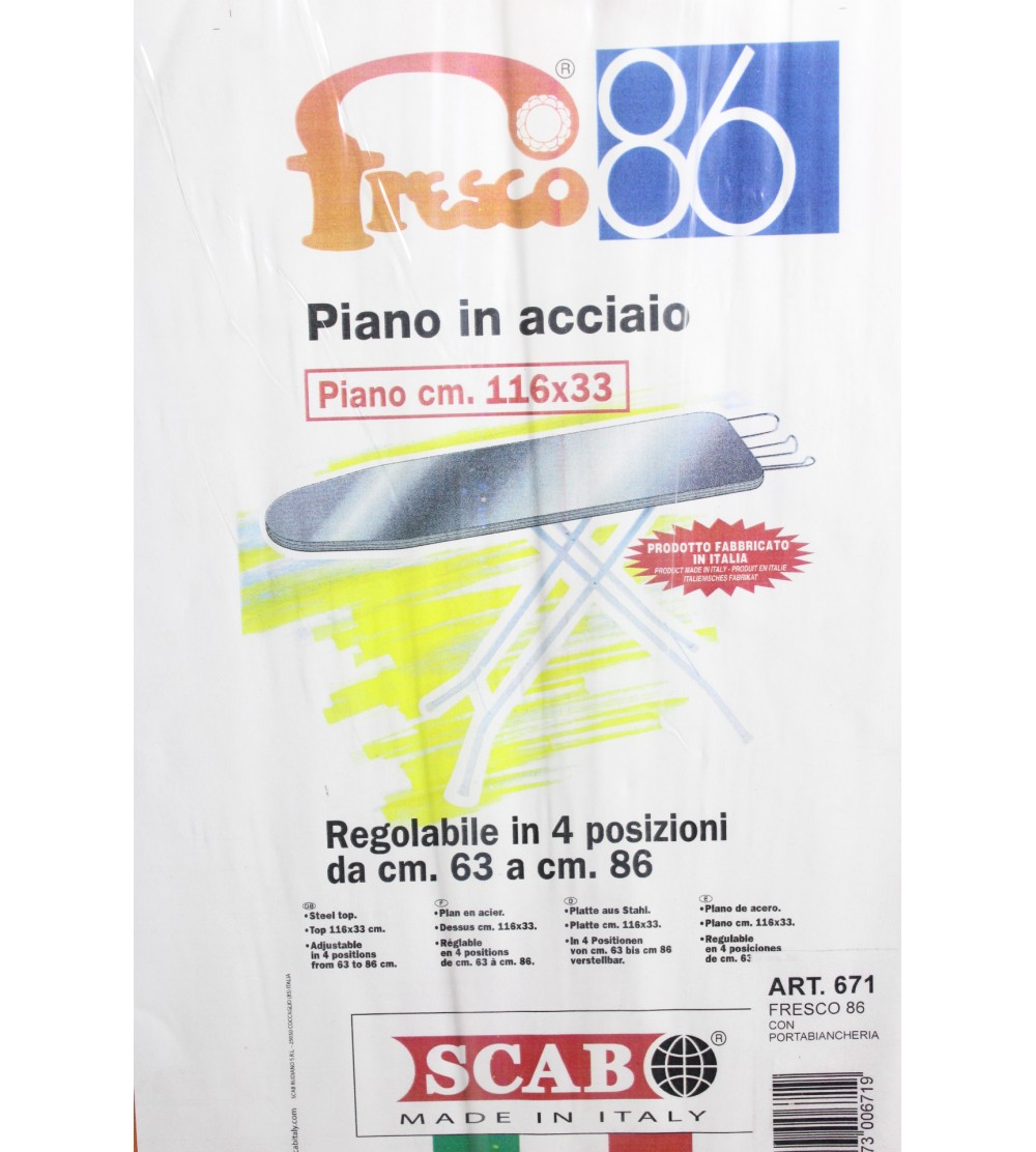 SCAB FRESCO 86 ASSE DA STIRO PIANO CM.116X33 IN ACCIAIO REGOLABILE IN 4  POSIZIONI