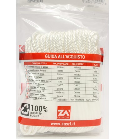 ZA COD.PE05B25 TRECCE MULTIUSO 16 FUSI IN POLIESTERE AD ALTA TENACITA' D.5mm X 25 MT.