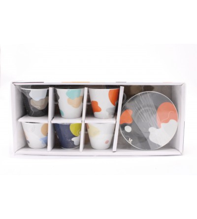 KASAVIVA 1645265 SET 6 TAZZINE DA CAFFE' CON PIATTINO COLORATE SPOT.