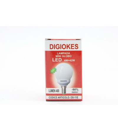 DIGIOKES LAMPADA MINI GLOBO LED E14 4W/42W 3000K